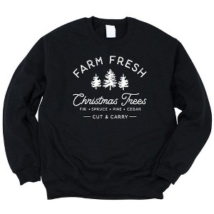 Simply Sage Market Women's Graphic Sweatshirt Farm Fresh Christmas Trees - 1 of 3