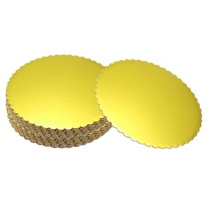 Unique Bargains Disposable Greaseproof Cardboard Scalloped Cake Platters 20 Pcs - 1 of 4
