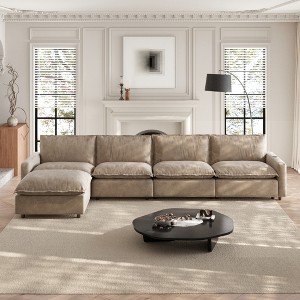 149''Modular Sectional Sofa with Heating cushion Power Recliner Chair, Sectional Sofa Deep Seat 4-Seater with Ottoman Soft Couch with USB Ports - 1 of 4