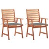 vidaXL Patio Dining Chairs Set with Cushions - Solid Acacia Wood - Weather-Resistant - Easy to Clean - Ideal for Outdoor Dining - Rustic Charm Design - 2 of 4