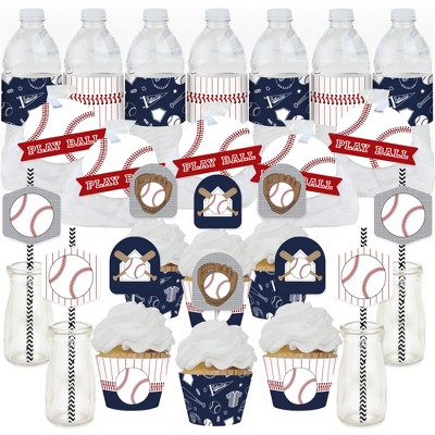 Big Dot of Happiness Batter Up - Baseball - Baby Shower or Birthday Party Favors and Cupcake Kit - Fabulous Favor Party Pack - 100 Pieces
