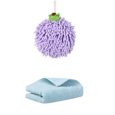 REGALWOVEN Cute Soft Absorbent Hand Towels for Quick Drying 14" x 30"/6" x 6" 2 Pcs