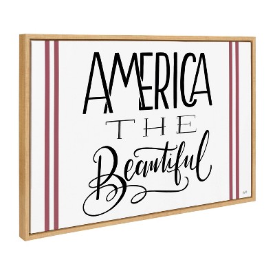 Kate & Laurel All Things Decor 23"x33" America The Beautiful Framed Canvas by Valerie McKeehan of Lily and Val Natural