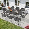 9-Piece Cast Aluminum Outdoor Dining Set: Oval Table, Stackable Chairs & Blue Cushions - All-Weather Patio Furniture for Your Backyard - 2 of 4