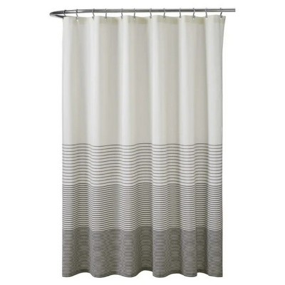LunaLulinlk Black Yarn Dyed Stripe Shower Curtain, 72" x 72"