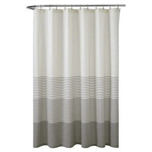 LunaLulinlk Black Yarn Dyed Stripe Shower Curtain, 72" x 72" - 1 of 4