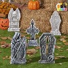 Joyfy 5pcs 17" Halloween Foam Tombstones Decoration, Halloween Graveyard Headstone Prop Cemetery Decoration with 12 Metal Stakes, Outdoor Yard Lawn - 2 of 4