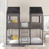TiramisuBest Full Over Full WoodBunk Bed with Roof,Window,Guardrail,Ladder(White) - 3 of 4