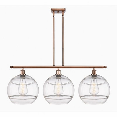 Rochester - 3 Light Stem Hung Island In Industrial Style-13.88 Inches Tall and 38.5 Inches Wide