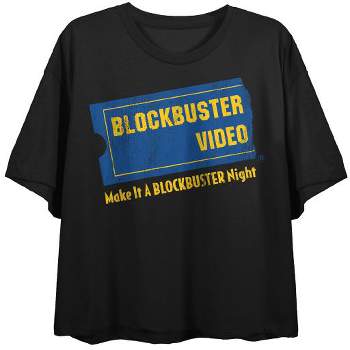 Blockbuster Video Logo Juniors Black Crop T-shirt