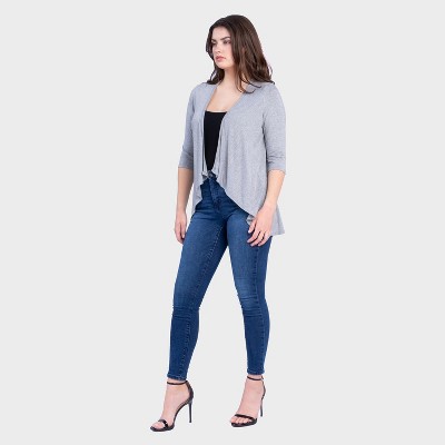 24seven Comfort Apparel Womens Elbow Sleeve Open Cardigan