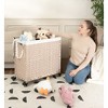 VYNXARIA Laundry Hamper With Lid PE Rattan Powder Coating Frame Clothes Hampers with 02 Removable Bags, Wheels, 160L, Gray Color - 2 of 4