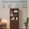 71 Inch 5-Tier Farmhouse Bookshelf with Doors & Adjustable Shelves, Narrow Storage Cabinet for Small Spaces, Apartments, Brown - 3 of 4