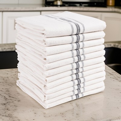 Farmhouse Stripe 15" x 25" Cotton Kitchen Towels Set of 12