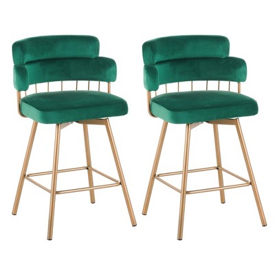 DSVIMOY Counter and Bar Stool Set Swivel Upholstered Seat with Metal Legs for Kitchen Island, Green, 35"*27.25"*11"