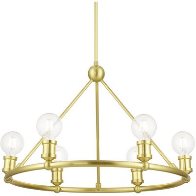 Satin Brass 6-Light Chandelier with Medium Base