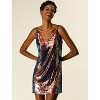 Allegra K Women's Glitter Sequin Spaghetti Strap V Neck Party Cocktail Sparkly Mini Dress - 4 of 4