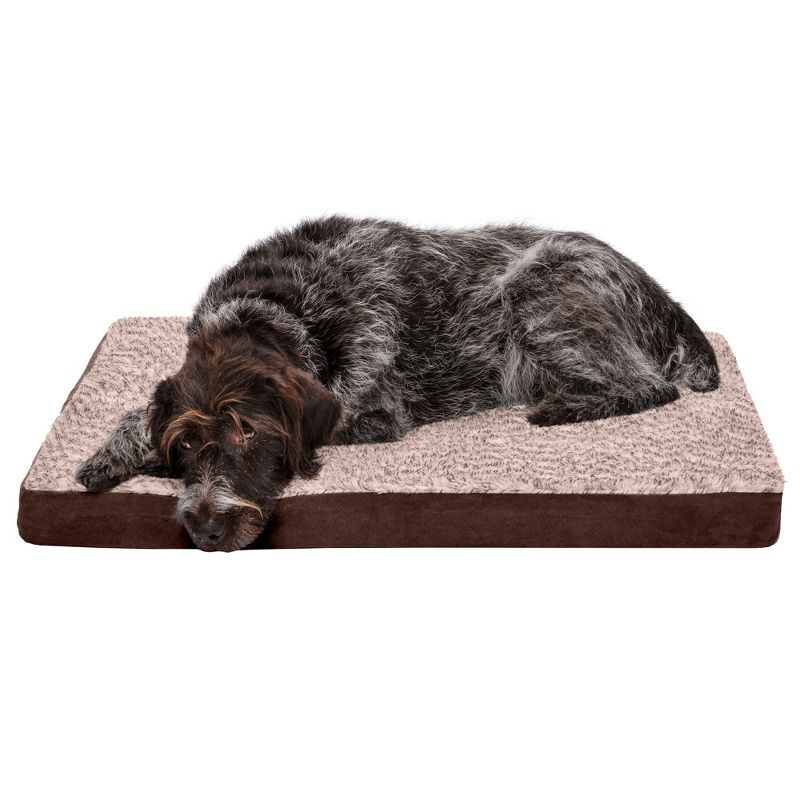 FurHaven Two-Tone Fur & Suede Deluxe Full Support Sofa Dog Bed, 1 of 4