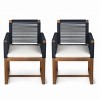 Patio Accent Chair Set Of 2,Modern Arm Chair With Rope Design Back And Acacia Wood Legs,Outdoor Furniture -Maison Boucle - 2 of 4