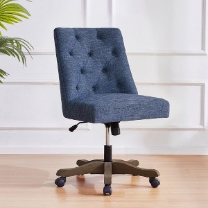 CAVINAS Upholstered Swivel Desk Chair, Ergonomic Office Chair, Chenille Fabric Adjustable Height Computer Chair with 360° Swivel Base - 1 of 3