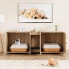 55.1" Double Cat Litter Box Enclosure with Rattan Door - Large Hidden Litter Cabinet for 2 Cats, Includes Litter Pad - 3 of 4