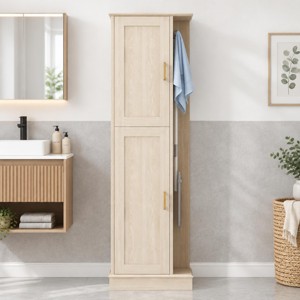 Polibi Tall Bathroom Storage Cabinet with Adjustabkle Shelvess, 3-Tier ...