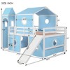 JUJABU Full Size Loft Bed with Slide Pink Tent and Tower - 4 of 4