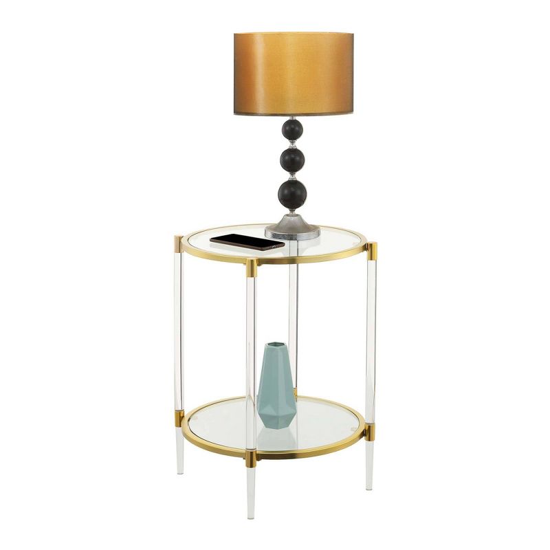 Royal Crest 2 Tier Acrylic Glass End Table Clear/Gold - Breighton Home, 4 of 8