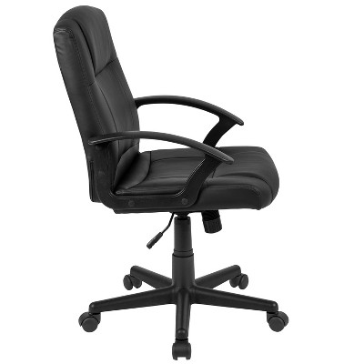 Ergonomic High-Back Black Leather and Plastic Swivel Task Chair