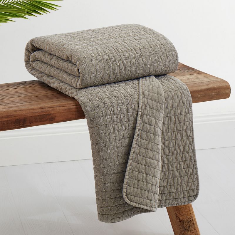 Eyelet Taupe Quilted Throw - Levtex Home, 2 of 5