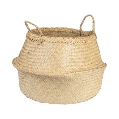 Seagrass Basket with Handles 12" x 19" Natural  - Storied Home