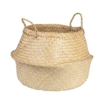 Seagrass Basket with Handles 12" x 19" Natural  - Storied Home