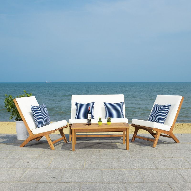 Chaston 4 Piece Patio Outdoor Patio Outdoor Living Set With Accent Pillows  - Safavieh, 3 of 10