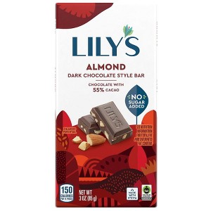 Lily's No Sugar Added, Sweets, Bar Almond Dark Chocolate Style 3.0 oz - 1 of 1