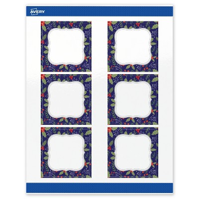 Avery Labels, 3" x 3", Silver-Navy, Glossy, 60total
