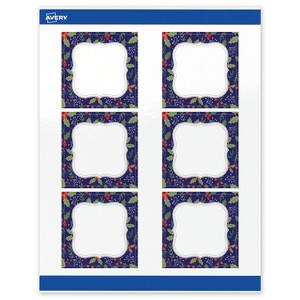 Avery Labels, 3" x 3", Silver-Navy, Glossy, 60total - 1 of 4