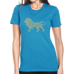 LA Pop Art Women's Premium Blend Word Art T-shirt - Lion - 1 of 4