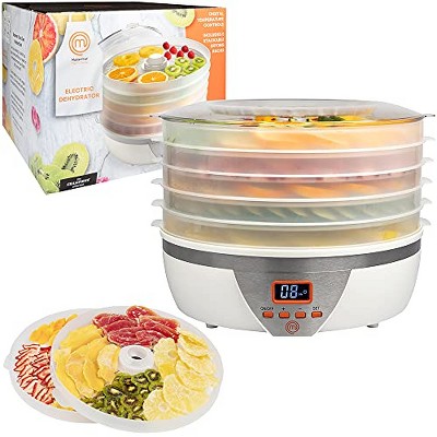 MasterChef Food Dehydrator w 5 Trays and Digital Temperature Controls- Dehydrating Machine includes FREE Recipe Guide