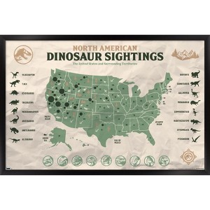 Trends International Jurassic World: Dominion - North American Dinosaur Map Framed Wall Poster Prints - 1 of 4