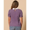 INSPIRE CHIC Women's Vintage Peter Pan Collar Contrast Puff Short Sleeve Blouse - 4 of 4