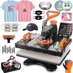 HOMDOX 12" × 15" 8-in-1 Sublimation Heat Press Heat Transfer Machine 360 Degree Swivel Multifunction Combo for T-Shirts/Caps/Mugs/Tumblers/Hats/Plates - 1 of 4