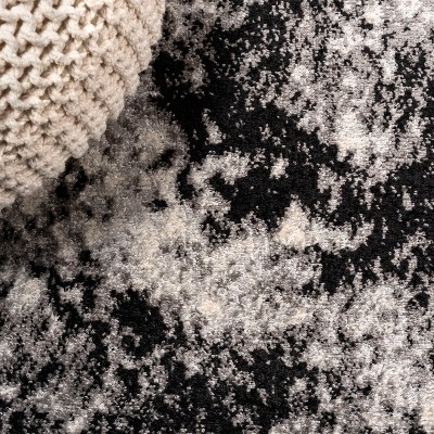 Ivory and Charcoal Abstract Synthetic Area Rug