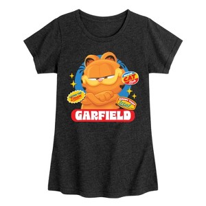 Girls' - Garfield - Garfield Stickers Fitted Short Sleeve Graphic T-Shirt - 1 of 4
