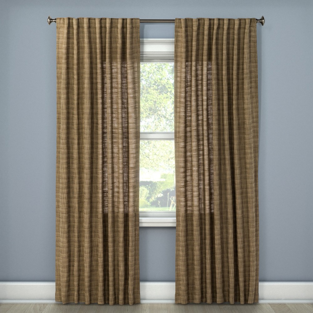 108x54 Textured Weave Back Tab Window Curtain Panel Brown - Threshold was $34.99 now $17.49 (50.0% off)