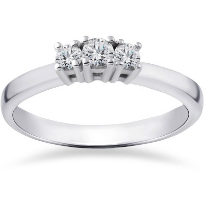 Pompeii3 1/2ct Three Stone Lab Created Diamond Engagement Ring 14K White Gold