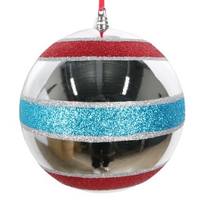 Vickerman Silver Shiny Red/Turq Glitter Ball Ornament - 1 of 1