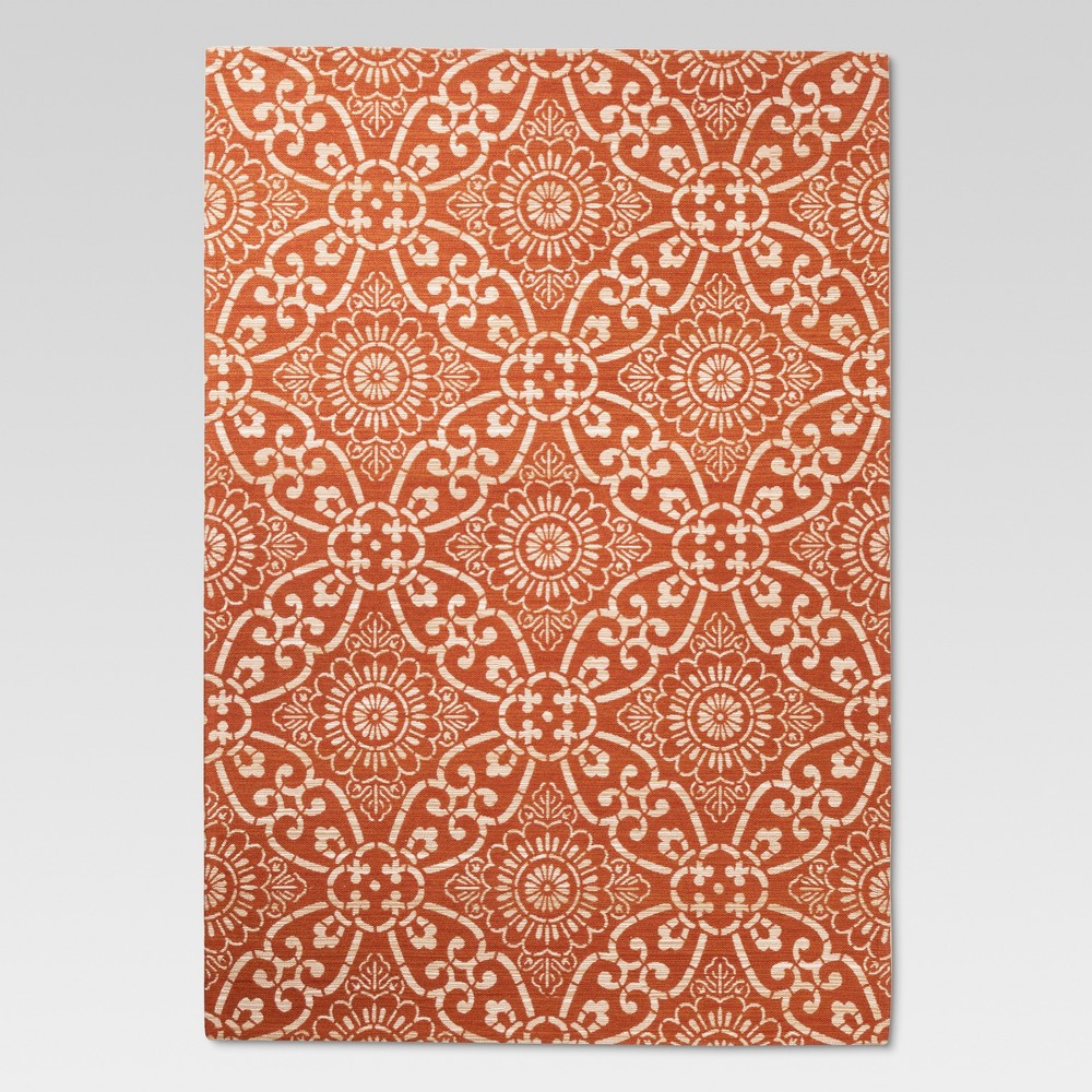 5'x7' Jacquard Area Rug Orange Coral - Threshold was $99.99 now $49.99 (50.0% off)