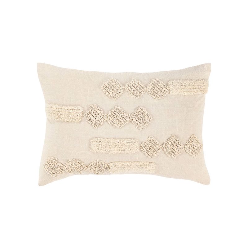 14&#34;x26&#34; Oversize Natural Modern Industrial Lumbar Throw Pillow Ivory - Rizzy Home, 1 of 8