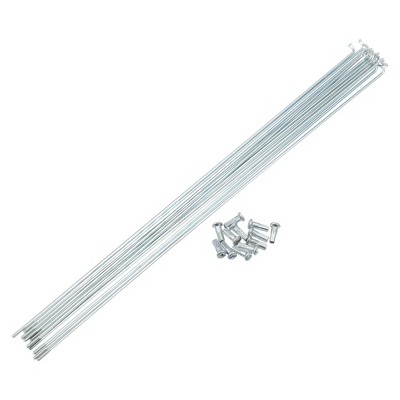 Unique Bargains 14G J Bend Bicycle Galvanized Spokes 290mm 11.42" Spokes with Nipples Silver Tone 12 Pcs
