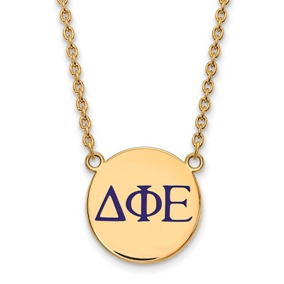 Black Bow Jewelry 14k Yellow Gold Plated Sterling Silver Delta Phi Epsilon Greek Life Necklace 18 Inch